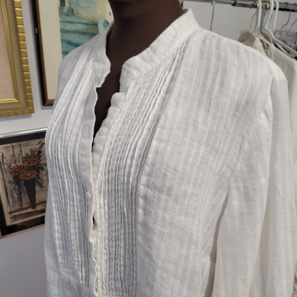 Vintage 90's Jones of New York White Cotton Bib Shirt Size 2X - Picture 6 of 7
